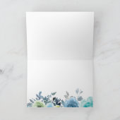 Blauw Roos Boeket Aquarel Bloemen Bruiloft Dank Bedankkaart (Binnen)