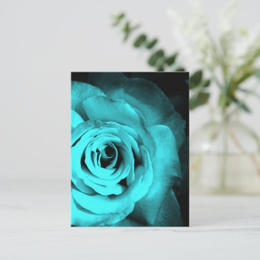 Blauw Roos Briefkaart (Staand voorkant)