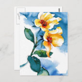 blauw roos briefkaart (Voorkant / Achterkant)