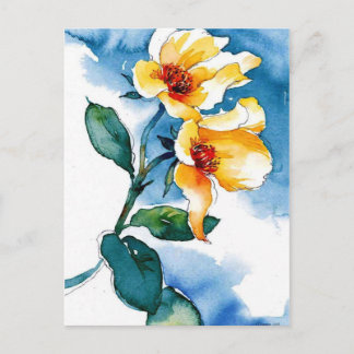 blauw roos briefkaart