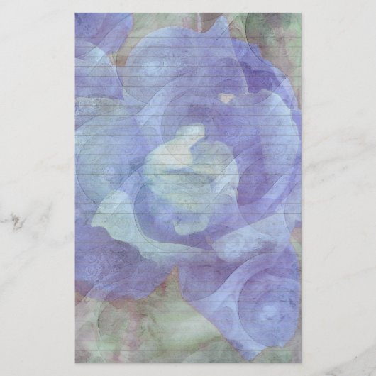 Blauw Roos briefpapier - optionele lijnen (Voorkant)