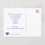 Blauw Roos bruiloft foto uitnodiging Briefkaarten (Achterkant)