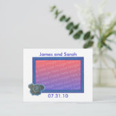 Blauw Roos bruiloft foto uitnodiging Briefkaarten (Staand voorkant)