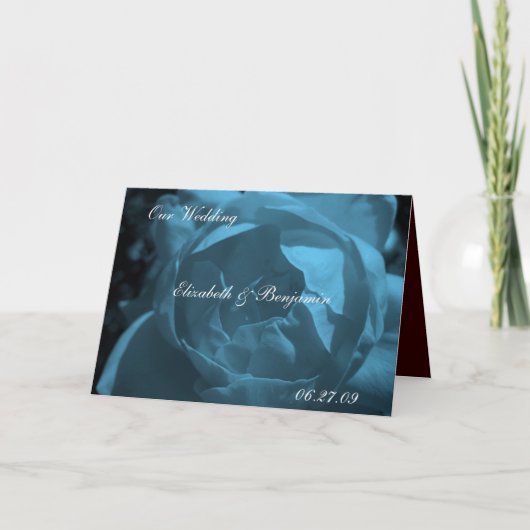 Blauw Roos bruiloft uitnodiging (Voorkant)