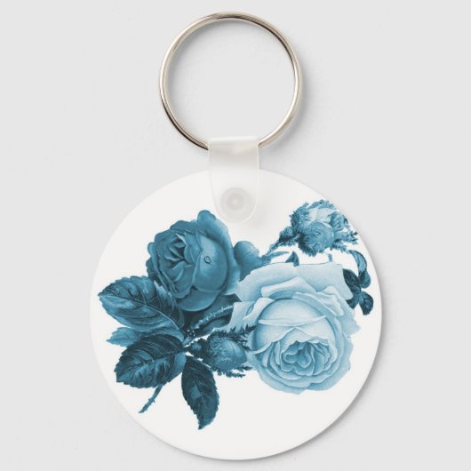 blauw roos cadeau sleutelhanger (Voorkant)