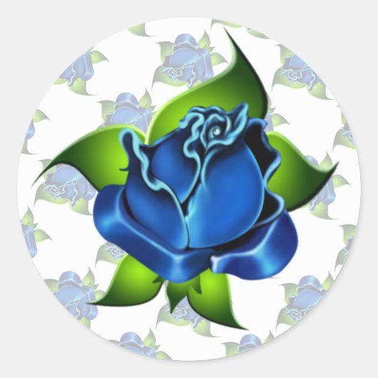 Blauw Roos cadeau Sticker (Voorkant)