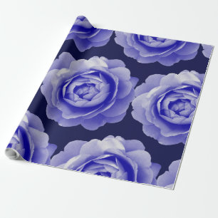 Blauw roos cadeaupapier