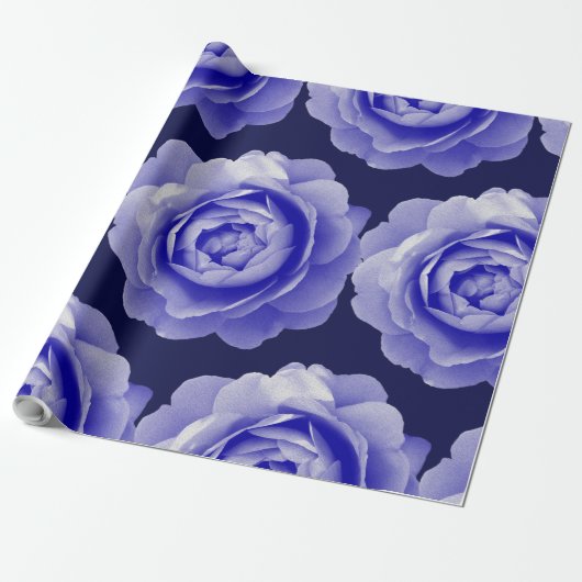 Blauw roos cadeaupapier (Uitgerold)