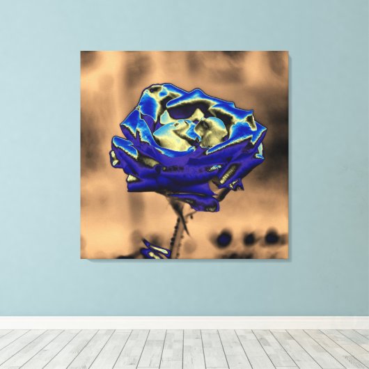 Blauw Roos Canvas Afdruk (Insitu (Houten vloer))