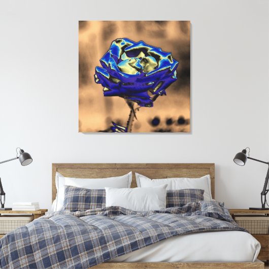 Blauw Roos Canvas Afdruk (Insitu (Slaapkamer))