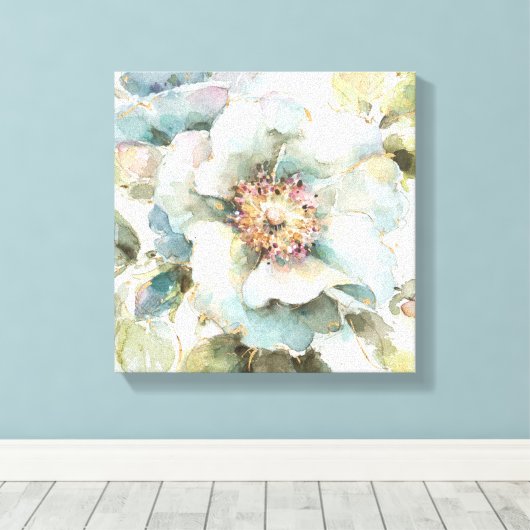 Blauw Roos Canvas Afdruk (Insitu (Houten vloer))