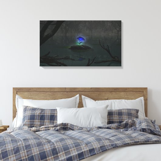 Blauw Roos Canvas afdrukken (Insitu (Slaapkamer))
