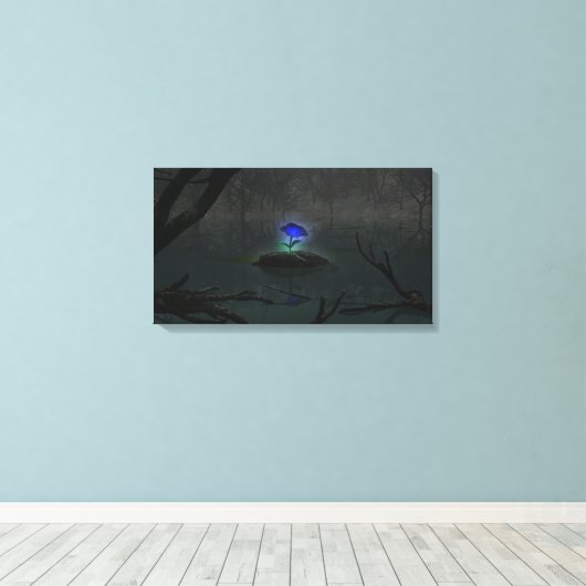 Blauw Roos Canvas afdrukken (Insitu (Houten vloer))