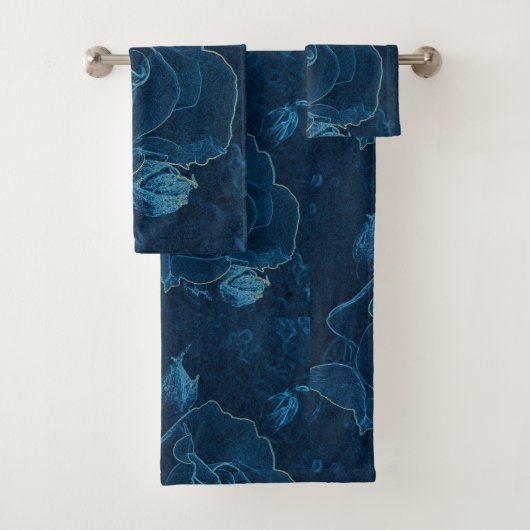 blauw roos contour bad handdoek (Insitu)