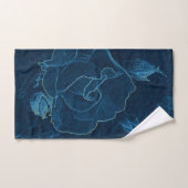 blauw roos contour bad handdoek (Handdoek)