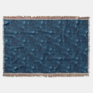blauw roos contour deken