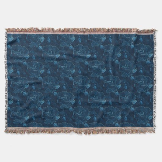 blauw roos contour deken (Voorkant)