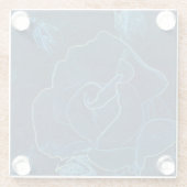blauw roos contour glazen onderzetter (Achterkant)