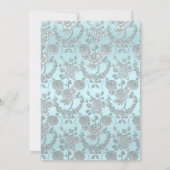 Blauw Roos & Cross Baptism/Christening Uitnodiging (Achterkant)