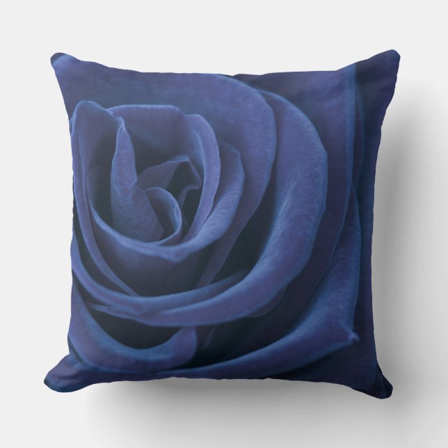 Blauw Roos Decoratief Pillow Kussen (Voorkant)