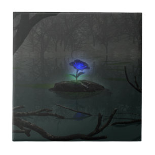 Blauw Roos Decoratief Tile Tegeltje