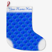 Blauw Roos die Roos met kerstcadeaus ophoudt Grote Kerstsok (Voorkant)