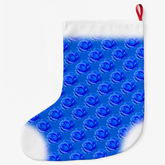 Blauw Roos die Roos met kerstcadeaus ophoudt Grote Kerstsok (Achterkant)