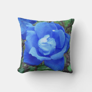 Blauw Roos Digitale Manipulatie Gooi Kussens