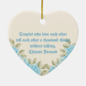  blauw roos Eerste kerstfoto van het paar Keramisch Ornament (Achterkant)