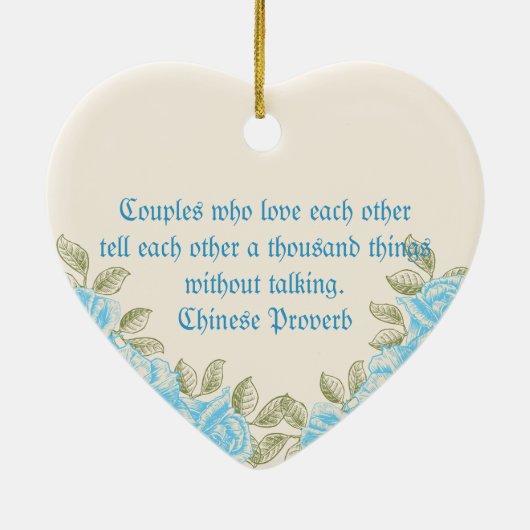  blauw roos Eerste kerstfoto van het paar Keramisch Ornament (Achterkant)