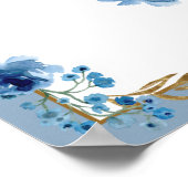 Blauw Roos en bladgoud Quinceanera Welkom Poster (Hoek)