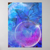 Blauw Roos en blauwe vlinder