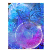 Blauw Roos en blauwe vlinder