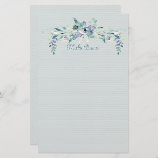 Blauw Roos en Blauwgroen, gepersonaliseerd papier (Voorkant / Achterkant)