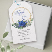 Blauw Roos en Eucalyptus Bedankt Favor Cadeaulabel