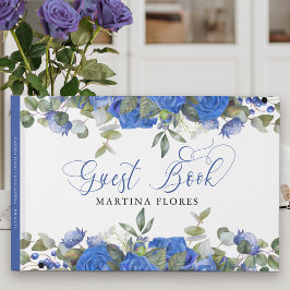 Blauw Roos en Eucalyptus Elegant Bloemen Gastenboek