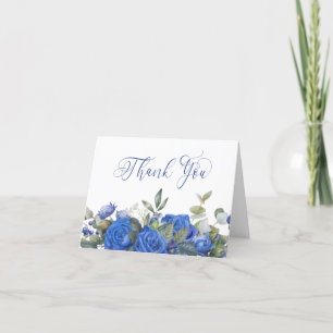 Blauw Roos en Eucalyptus Elegant Calligrafie Bedankkaart