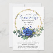 Blauw Roos en Eucalyptus Elegant Quinceanera Kaart (Voorkant)
