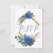 Blauw Roos en Eucalyptus Elegant Quinceanera RSVP Kaartje (Voorkant)