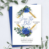 Blauw Roos en Eucalyptus Elegant Quinceanera Save The Date