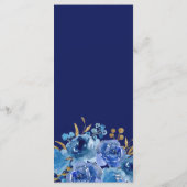 Blauw Roos en Gold Leaf Editable 3 cursussen Menu (Achterkant)
