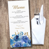 Blauw Roos en Gold Leaf Editable 3 cursussen Menu