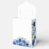 Blauw Roos en gouden bladeren Aangepaste Floral Bedankdoosjes (Geopend)