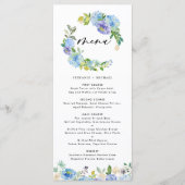 Blauw Roos en Hydrangea Floral Wreath Wedding Menu (Voorkant)