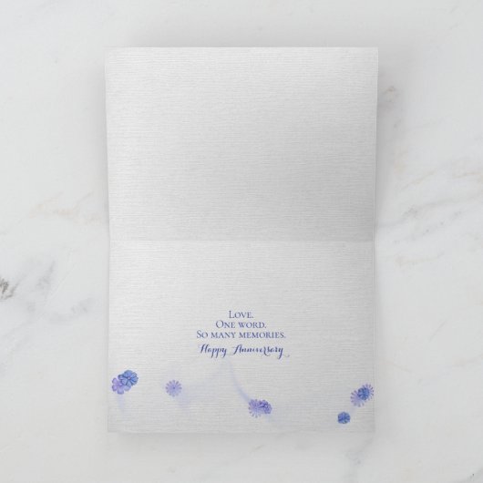 blauw roos en parels op wit kaart (Binnen)