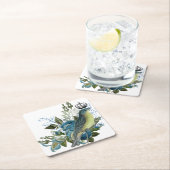  blauw Roos en vogel Kartonnen Onderzetters (Insitu)