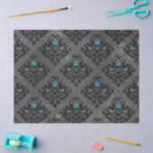 Blauw Roos en zwart Damask-decoupage Tissuepapier (Craft)