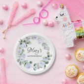 Blauw Roos Eucalyptus 100th Birthday Paper Bord (Feest)