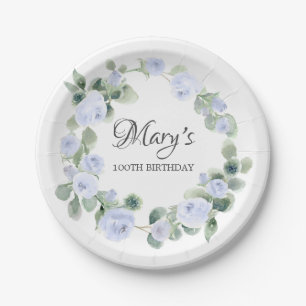 Blauw Roos Eucalyptus 100th Birthday Paper Bord