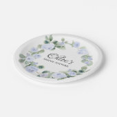 Blauw Roos Eucalyptus Bruiloft Feestservies Bord (Gekanteld)